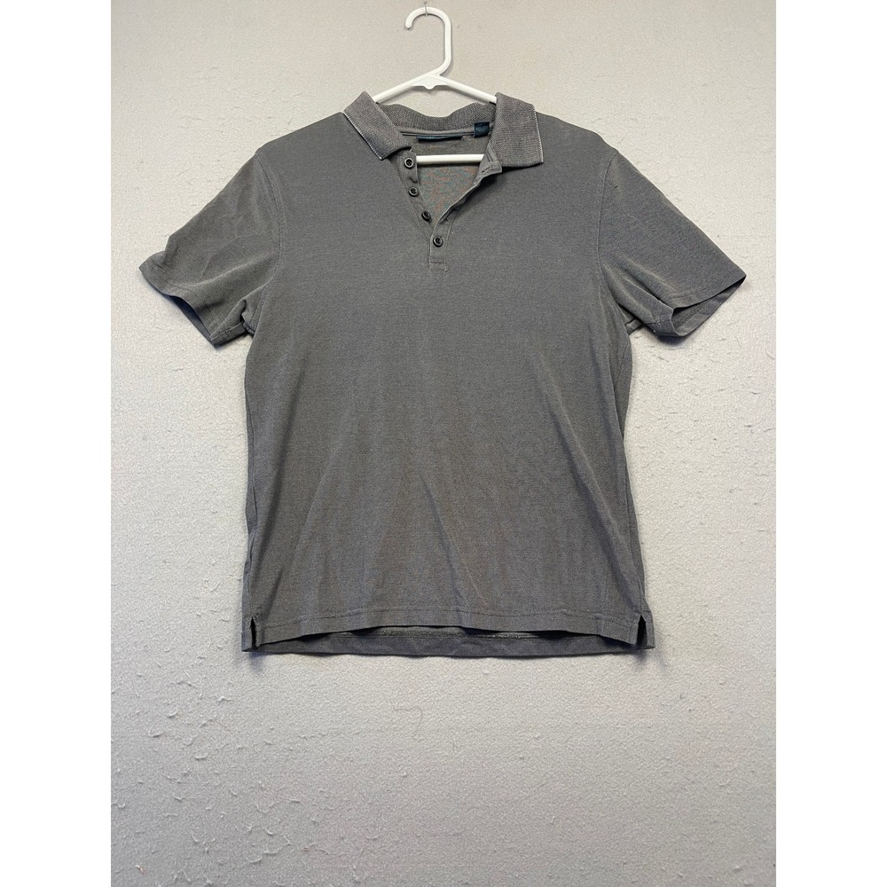 Perry Ellis Polo Shirt Cotton Polyester Gray Micro-Pattern Small Mens